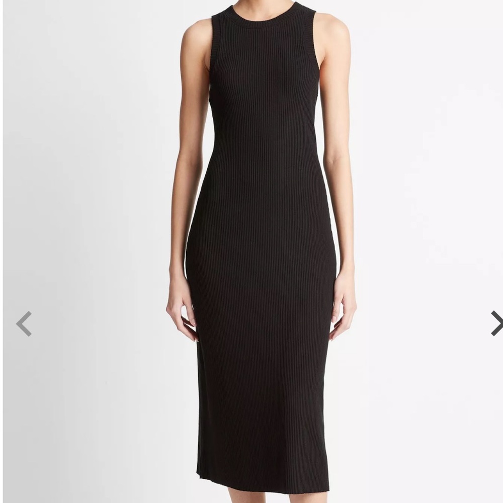 Vince Ribbed High Neck Tank Dress L NWT